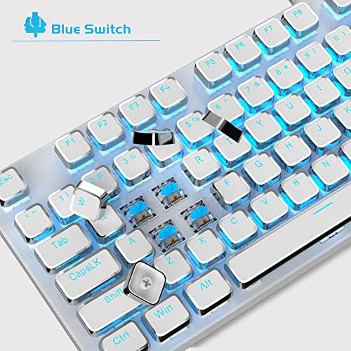 Magegee Typwriter Mechanical Gaming Keyboard, teclado retro -punk square led de teclados com retroiluminação LED USB para jogo e escritório,