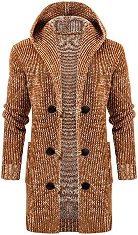 Casaco de cardigã de malha xzhdd para homens, inverno de botão frontal de túnica com capuz com capuz Jackets de malha longa