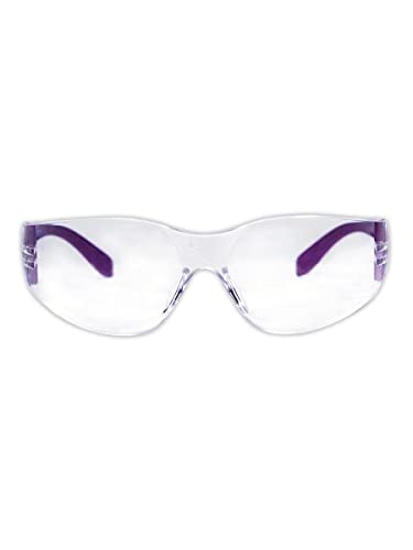 Magid Y10661C VIDOS DE SEGURANÇA | Óculos de segurança de moldura roxa com revestimento duro com uma lente transparente - proteção UV, unilens sem moldura, machadinha integrada