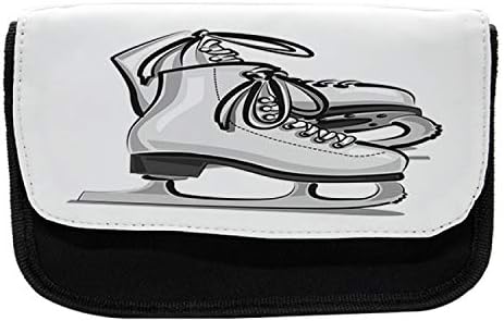 Caixa de lápis de patinação de gelo lunarável, sapatos ilustrados de skate, bolsa de lápis de caneta com zíper duplo, 8,5 x 5,5, cinza escuro pálido