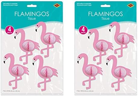 Flamingos de papel de seda Decorações luau de 8 peças