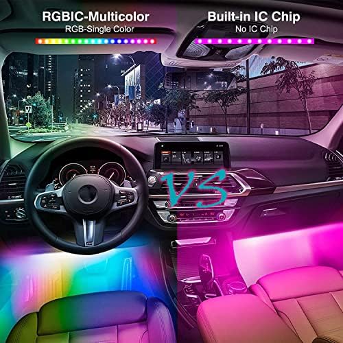 Luzes de carro interiores, luzes LED de carro com o modo Dream Color DIY e sincronização musical, controle de aplicativos