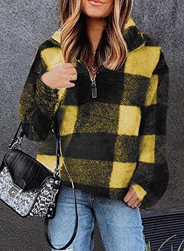 Dokotoo feminino 2023 moda 1/4 quarto zip de pescoço alto lã de lã Sherpa Sweatshirt Outerwear Strowear S-xxl