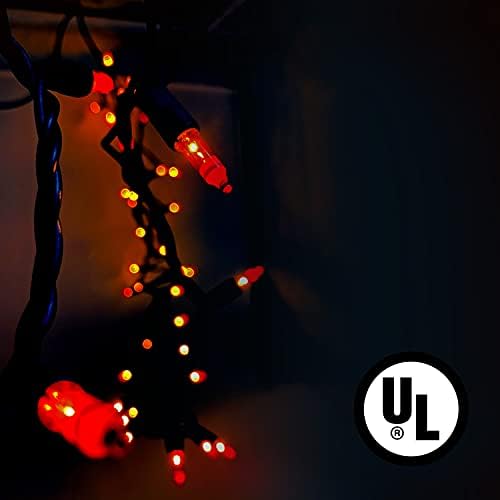 Boking Halloween Luzes de laranja corda ao ar livre 100 mini plug de decoração incandescente interno à prova d'água em 23 pés usados