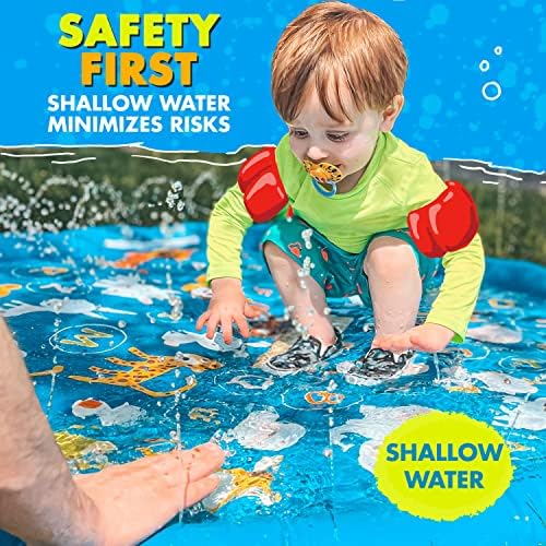 Splashez 3 em 1 Splash Pad, aspersor para crianças e piscina de Wading para aprender-piscina de aspersores de cães, brinquedos