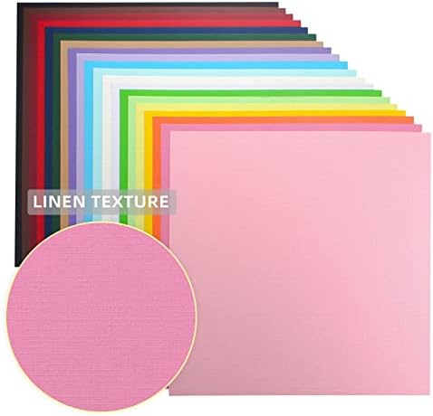 60 folhas de linho colorido papel cartão texturizado papel 12x12 polegadas, 85 lb, 20 cores grossa cartolina multicolorida