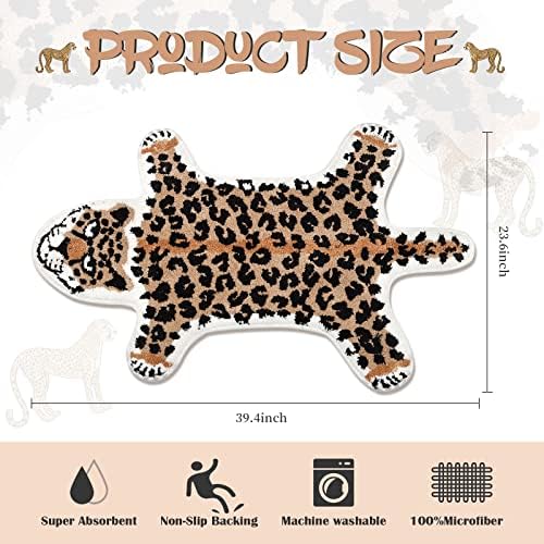 Seek4 Comcom confortável tapete de banheiro de leopardo, tapetes de banho de animais fofos para o banheiro desenho animado da