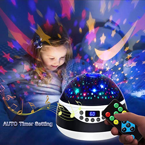 Mokoqi Night Light With Music & Timer, Star Light Projecor-Som Machine para Baby Sleeping, Gifts de aniversário para meninos