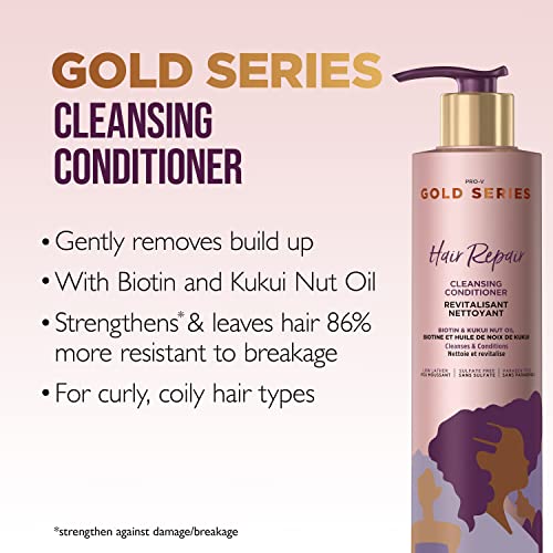 Condicionador de limpeza de reparo de cabelo da série Gold Pentene Pro-V Gold com biotina, 9,1 fl oz