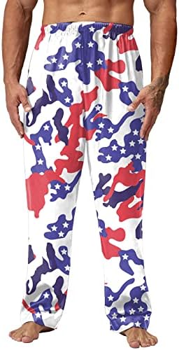 Calças de treinamento para homens homens primavera no verão da independência do dia de pijama calças longas calças casuais natal