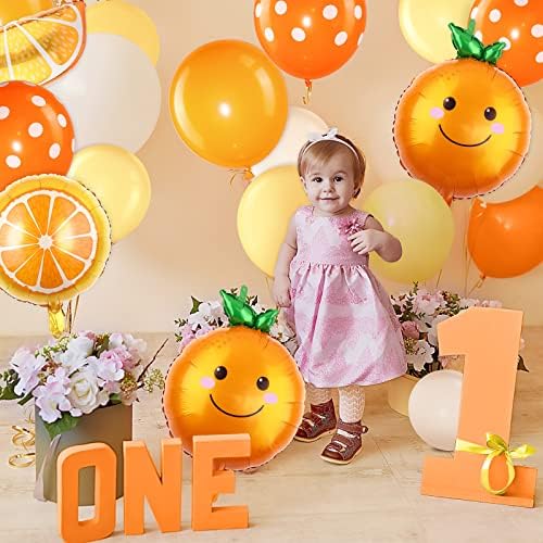 38 peças pequenos balões de chá de bebê de chá de bebê kit de guirlanda laranja laranja papel alumínio do balão de cartoon frutas de alumínio balão laranja branco balões de látex com fitas para chá de bebê