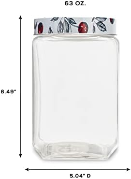 American Atelier Square Caxister conjunto de frascos de vidro de 3 peças em 45 onças, 63 onças e 74 onças com design de tampa