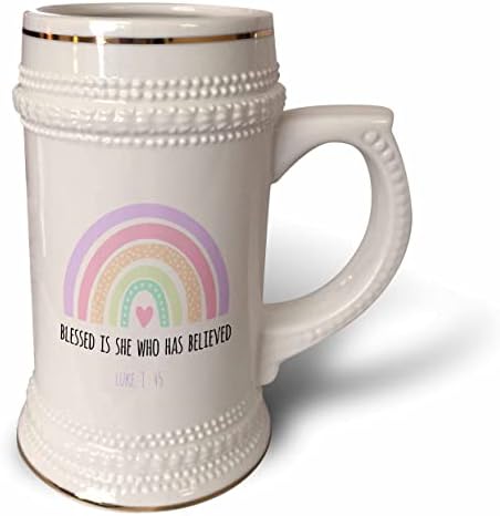 3drose abençoada é ela que acreditou - cristão do verso da Bíblia. - 22 onças de caneca