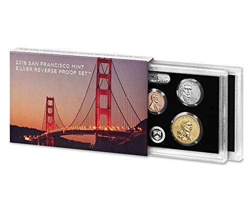 2018 S 10-Coin Silver Reverse Proof Set com Penny, Nickel, Dime, 5-ATB Quarters, Half and Dollar Beautiful DCam Proof no OGP com COA