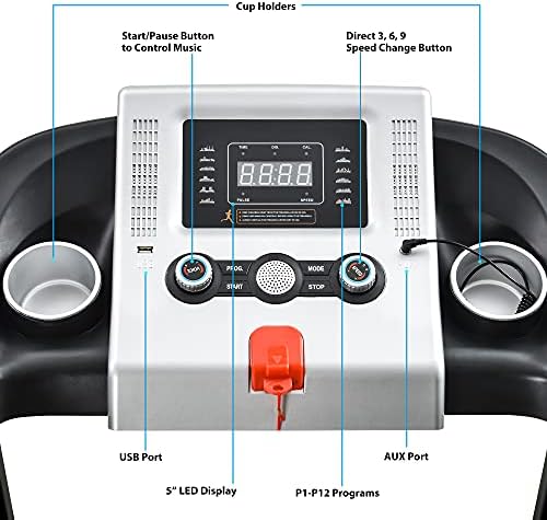 Esteiras para casa com 12 programas automáticos e 3 modos, esteira de execução motorizada de fitness com LCD inclinado