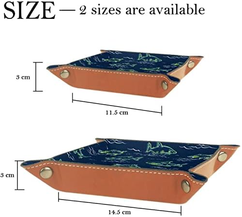 Rolling Dice Games Bandejas Chave de Coin Candy Storage Box de desenho animado Peixe dobrável Couro quadrado Bandejas de jóias