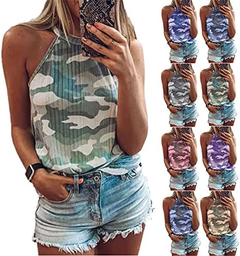 ANDONGNYWELL WOMPS TOPS MANEIRA HALTER HALTER SMUMENTE BASIC CHAMISTAS CAMI TOPS TOPS TUNICAS DE BLUSES DE PRAIA