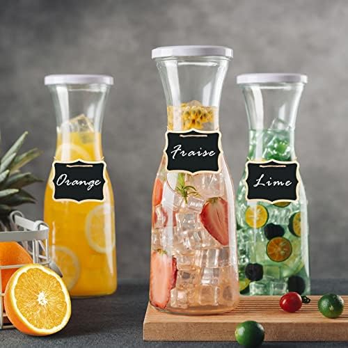Conjunto de 4 jarra de vidro com 8 tampas, 35 oz de jarra de bebida prejudicial para barra de mimosa, uma jarra de água