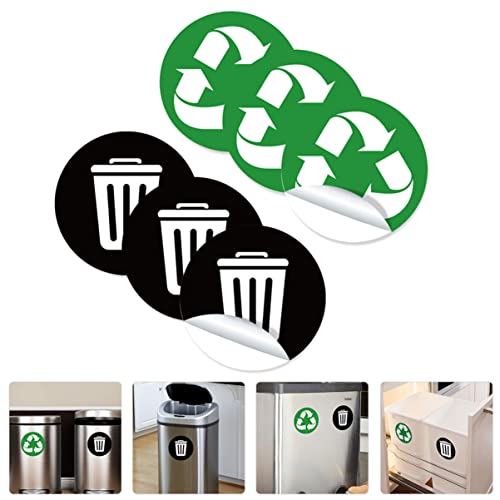 Nuobesty 2Sets6 & de lixo de lixo para auto-escritório de reciclagem de reciclagem de reciclagem de reciclantes de etiqueta self bins Classificação PVC Resíduos ótimos reciclagem de decalque de classificação domiciliar adesiva no lixo
