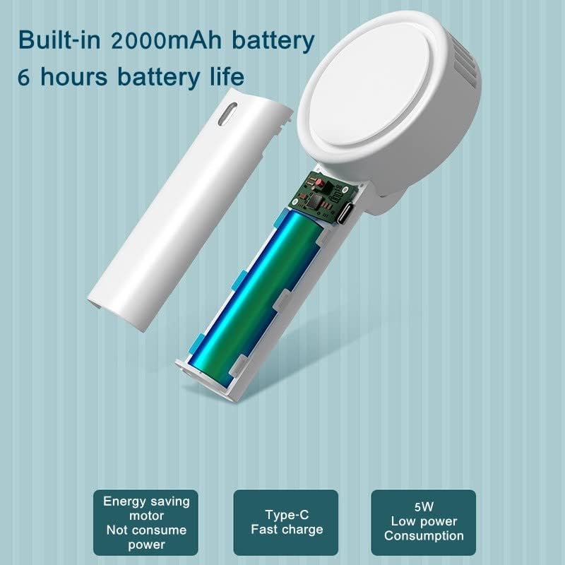 Gtest Mini Fan Portable, ventilador de desktop portátil 2000mAh Ventilador carregável de 3 anos ajustável de 180 ° Silêncio para casa ao ar livre