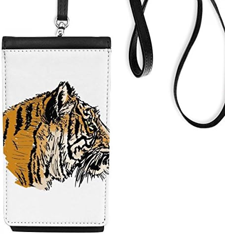 Tiger Head Close-Up King Animal Phone Wallet Burse pendurada bolsa móvel bolso preto