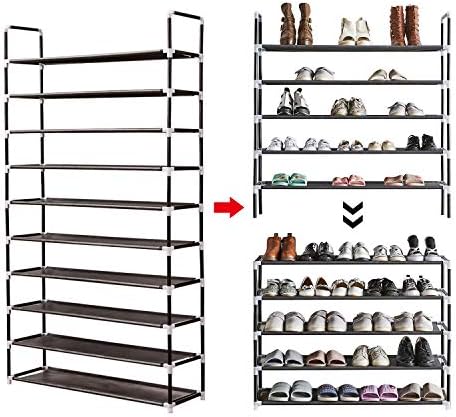 Rack de sapatos, 50 pares, 10 níveis organizador de calçados, prateleiras de sapatos para armários, organizador de sapatos para armário,