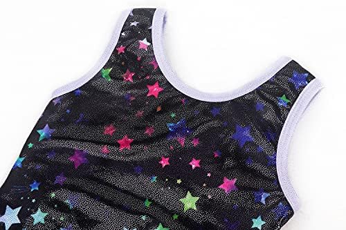 Eqsjiu Ginástica Leotardas para meninas crianças brilhantes Galáxia de arco -íris Aurora colorida Butterfly Flower Dancewear