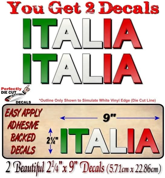 2 Decalques da Itália Italy Flag Lettering 9 '' Beautiful