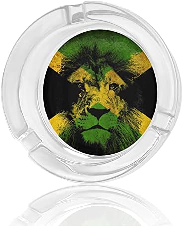 Jamaica Flag Lion Cigarettes Fumadores de vidro cinzas bandeja de cinzas para o escritório em casa Decoração de mesa