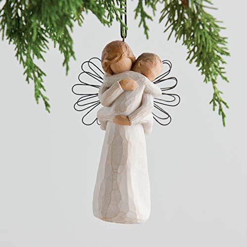 Willow Tree Angel's abraço ornamento, figura pintada à mão esculpida