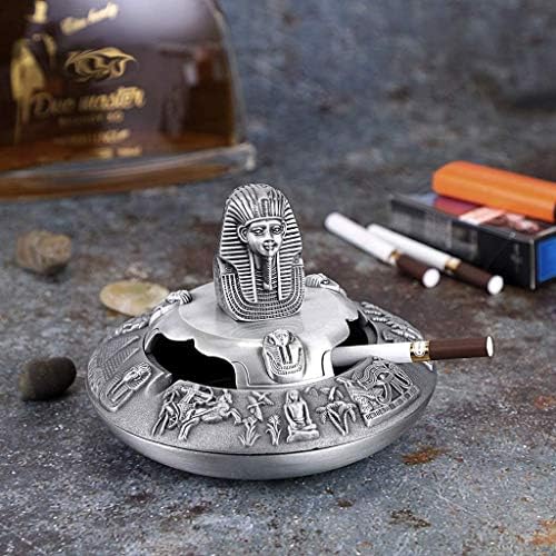 TFJS Creative vintage cinzeiro com pharaó de tampa egípcia modelagem de modelagem de mesa de cigarro de cigarro com cigarro