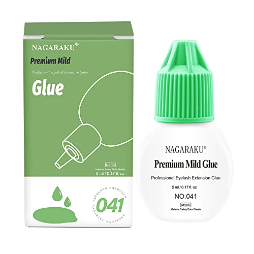 Nagaraku Premium Premium Mild Cylashash Extensão de cola sensível a 5 ml/odor sem irralhos/4s secagem/retenção 15-20 dias/tempo de armazenamento