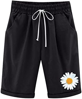 Graphics Bermuda shorts shorts de jejum de joelhos da comprimento da mulher com bolsos profundos shorts longos shorts