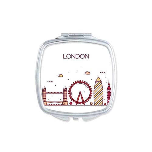 London England Flat Mandmark Pattern Mirror Portable Compact Pocket Maquia