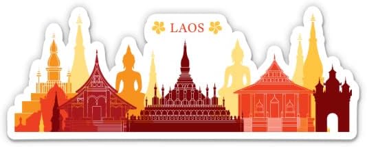 Viagem do Laos - adesivo de vinil de 3 - para laptop de carro para laptop panela - decalque à prova d'água