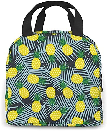 LLULUJAY Black Pineapple Salch Salks Tote Tote Fit e Lunch Saco de lanchonetes frescos mais frios reutilizados, para homens e adultos