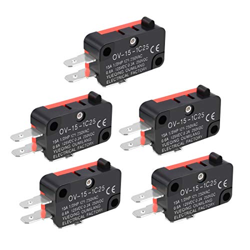 UXCELL 5PCS OV-15-1C25 15A 125/250V AC 3 Terminais Tipo de botão do tipo Micro Limit