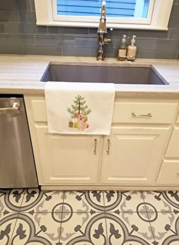 Tesouros de Caroline wdk3169wtkt shih-tzu ouro 1 Christmas White Kitchen Toalha de 2 toalhas de prato,