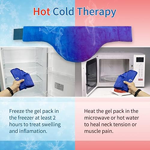 Pacote de gelo do pescoço, pacote de gelo quente reutilizável e compressão calmante para lesões, inchaço, compressa fria compressa