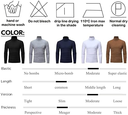 Turtleneck masculino Top Slim Fit Solid Base Solid Sweater Casual Manga longa Underwear Tops masculino Camiseta de blusa respirável