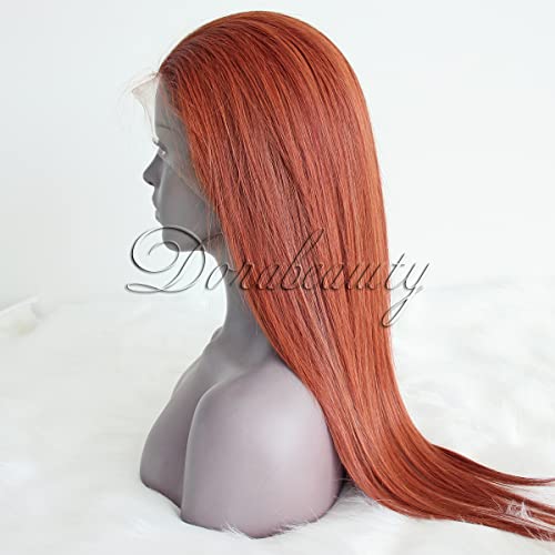 Dorabeeauty #33 Perucas de renda marrom avermelhada de 150% de densidade de cabelo virgem brasileira pré -arrancada 13x4 perucas dianteiras de renda sem gluia para mulheres negras retas 16 polegadas