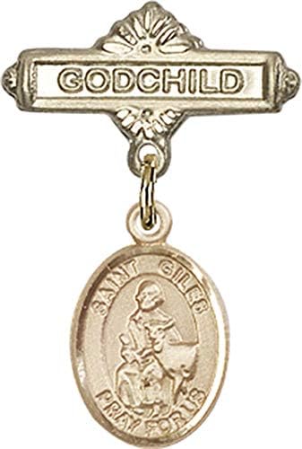 Rosgo para bebês de obsessão por jóias com o charme de St. Giles e o pino de emblema de Deus | Distintivo de bebê cheio de ouro