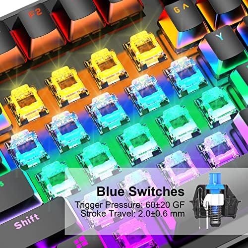 Teclado de jogos mecânicos verdadeiro anivia, teclado USB clássico com fio com interruptores azuis, teclado 87 teclas à prova