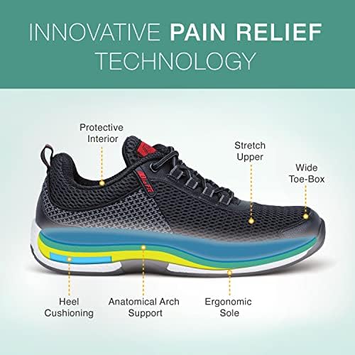Sapatos de fasciite plantar inovadores ortofeet para homens - ideal para alívio da dor no calcanhar. Sapatos terapêuticos com suporte