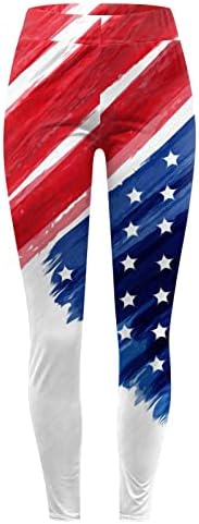 American Flag 4 de julho Leggings femininos de cintura alta estrelas patrióticas listras calças ioga