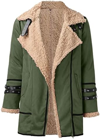 Kulywon plus size de inverno Coloque de lapela de lapão de manga longa jaqueta de couro acolchoada de casaco espessa casaco de pele de carneiro feminino feminino