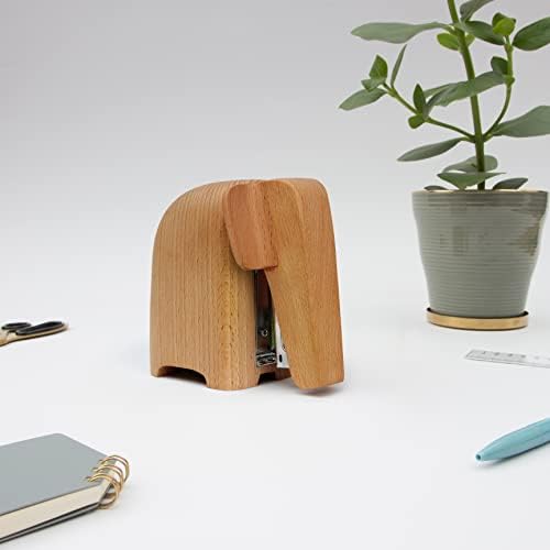 Chupe o grampeador de elefante do Reino Unido | Presentes de elefante para amantes de animais | Acessórios de mesa de elefante de madeira | Mandes de escritório para decoração inesquecível da mesa | STAPLERS DE Mesa do escritório | Decoração de elefante | Grande