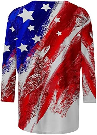 Teen Girl 3/4 Manga Tops USA Flag Star Graphic Tops Shirts Crewneck Brunch Fall Summer Tops 2023 Roupas HM