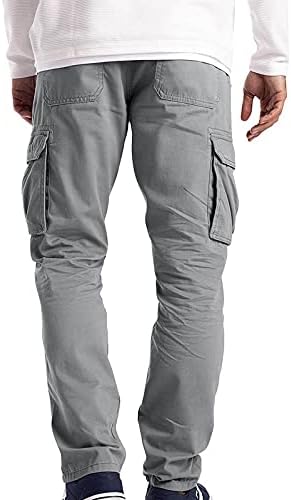 Wenkomg1 calça de carga folgada para homens esportivos de pesca trabalham as calças elásticas da perna reta de calças de pátio de moletom