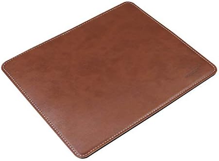 Almofada de camundongo de couro meffort com grossa almofada de superfície lisa de borracha para escola de escritório - 9,5 x 7,9 polegadas, marrom